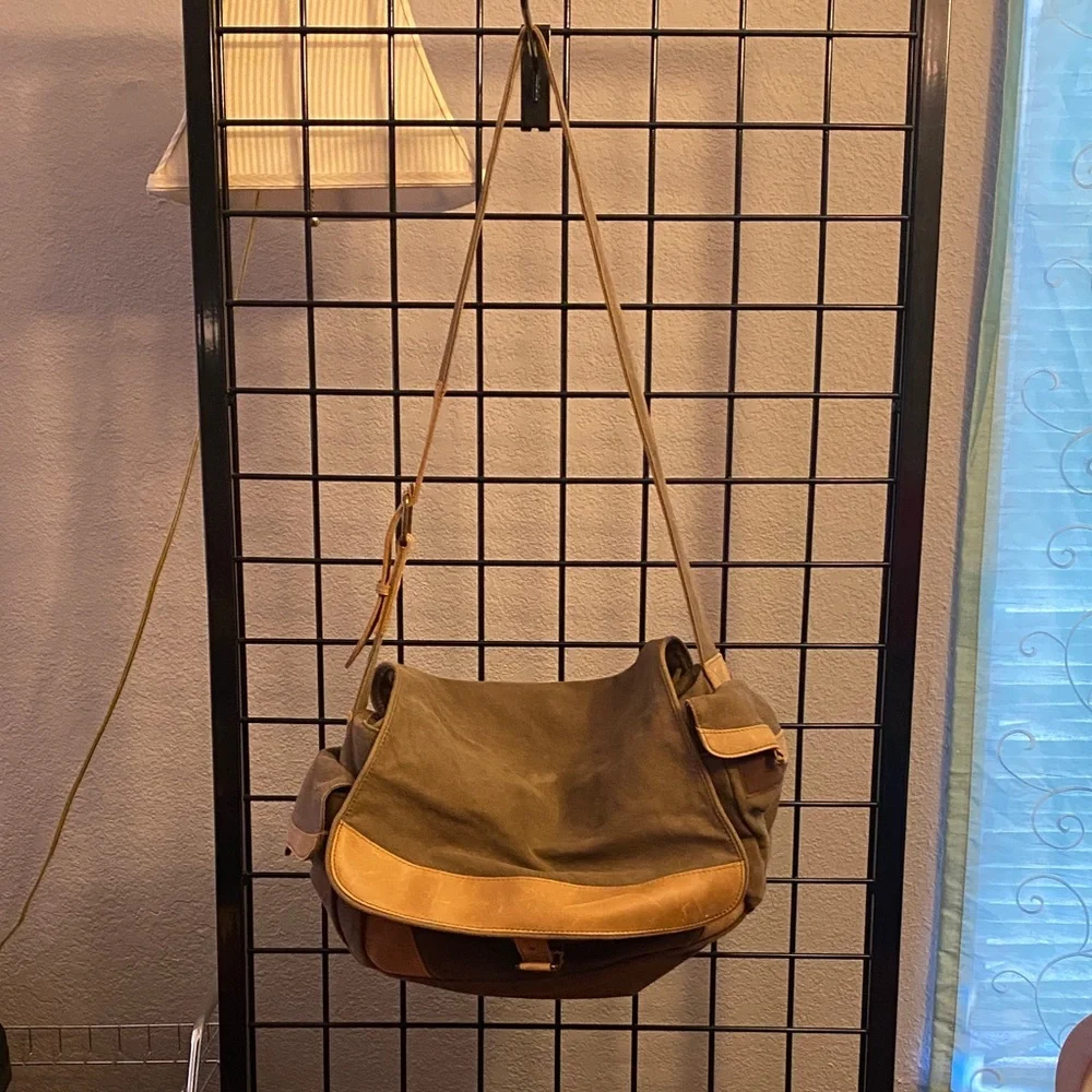 L.L. Bean Olive and Tan Crossbody Bag